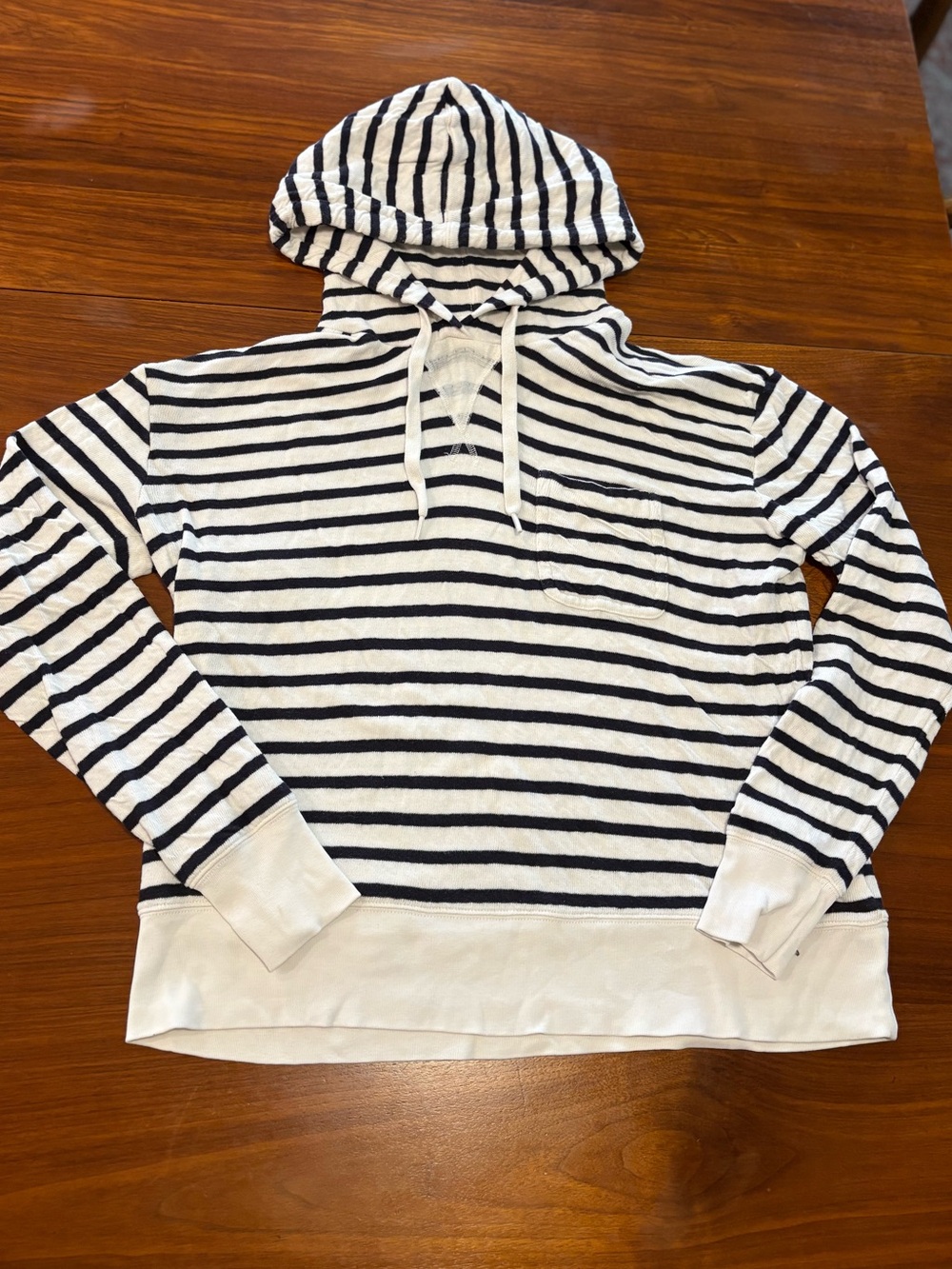 Alex Mill Doubleweave 100% Cotton Striped Black and White Hoodie Sweatshirt S